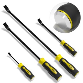KJE 4-Piece Heavy Duty Pry Bar Set (8",12",18",24") - Automotive Pry Bar set with Strike Cap & Angled Tip for Auto Repair, Demolition & Construction