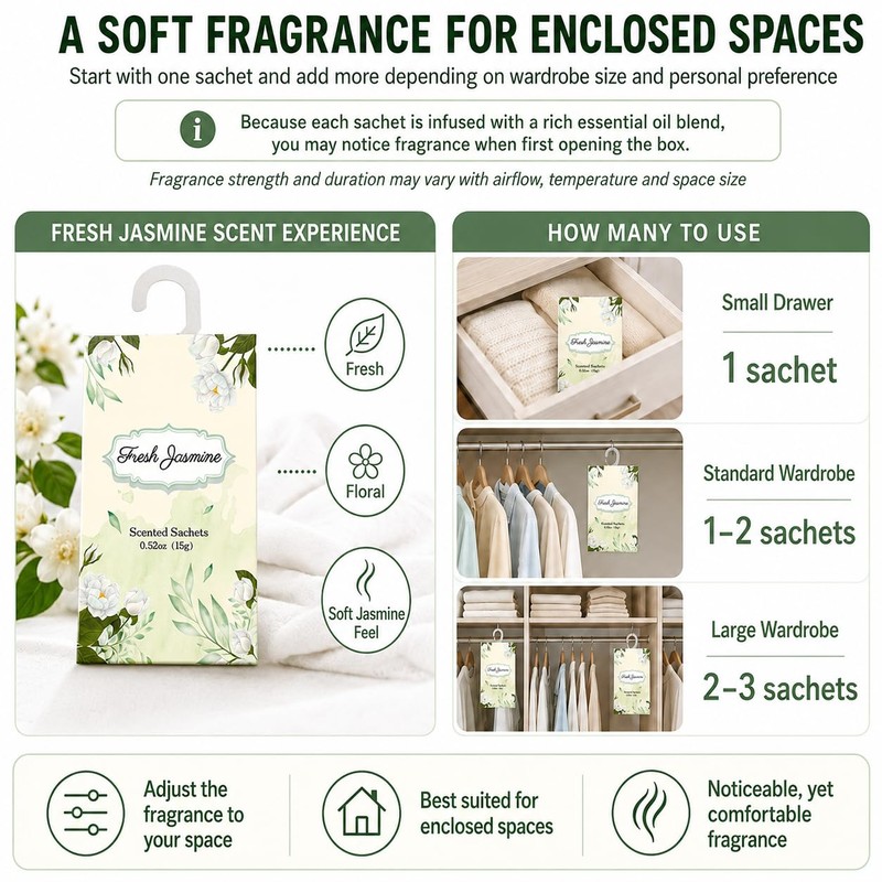 XL Jasmine Wardrobe Fresheners with Retractable Hanging Hook - 6
