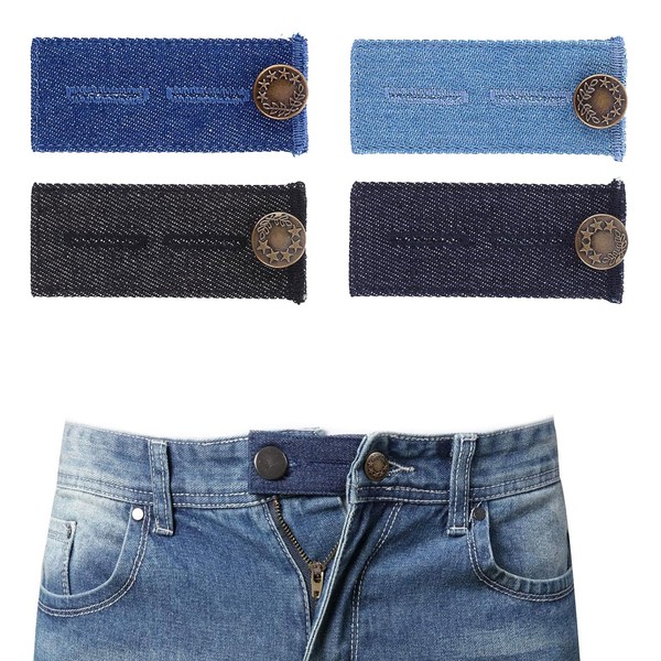 Pack of 4 trouser waistband extensions, jeans waist extension button,