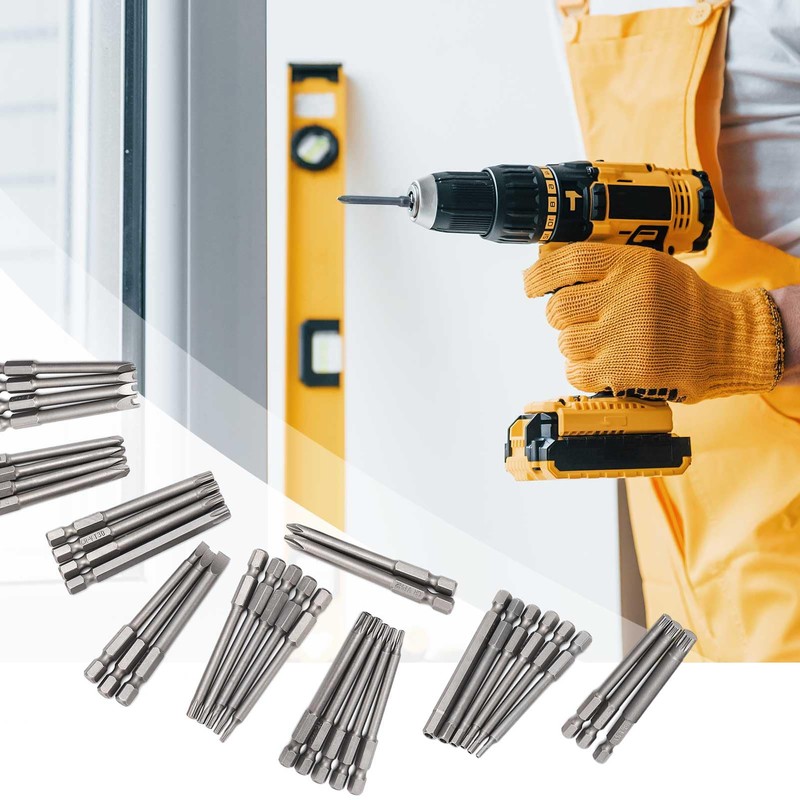 Keenso 50PCS Extension Screwdriver Bit Set, 3" Long Drill Security