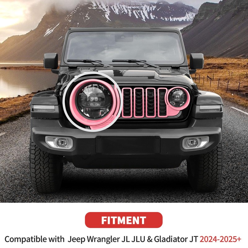 SQQP Front Grill Insert+Headlight Turn Light Cover Compatible with 2024-2025