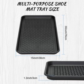 4 Pieces Shoe Tray for Entryway, Waterproof Boot Tray Shoe Mat Multi-Purpose Dog Cat Bowl Mat Pet Food Tray Boot Mat for Entryway Indoor Outdoor Floor Protection (Grey,30 x 15 x 1.2 Inch)