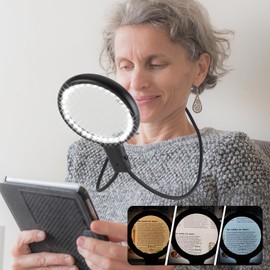 Gugxiom 5X 15X Lupa Manos Libres para Lectura, Lupas con Luz, Lupa Grande para Lectura, Lupas Cuello de Cisne Flexible para Lectura, Trabajo de Cerca,