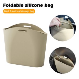 Unbranded Silicone Car Trash Can Portable Storage Garbage Bin Hanging Foldable Waste Bin
