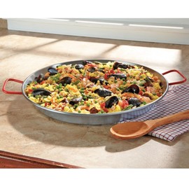 Magefesa® Carbon - paella pan 17 in - 42 cm for 10 Servings, made in Carbon Steel, with dimples for greater resistance and lightness, ideal for cooking outdoors, cook your own Valencian paella