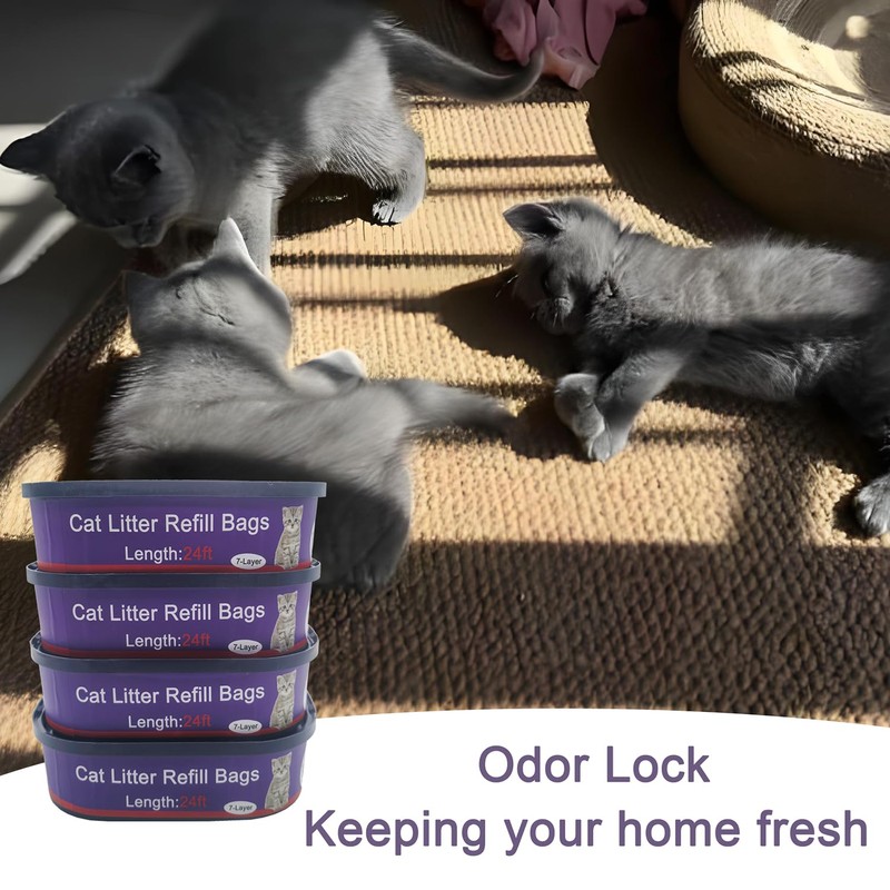 4 Pack Cat Litter Refill Bags Cartridges Compatible with Genie