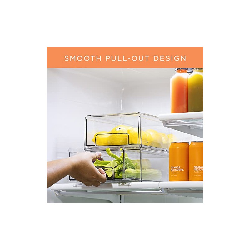 Sorbus Fridge Drawers - Clear Stackable Pull Out Refrigerator Organizer