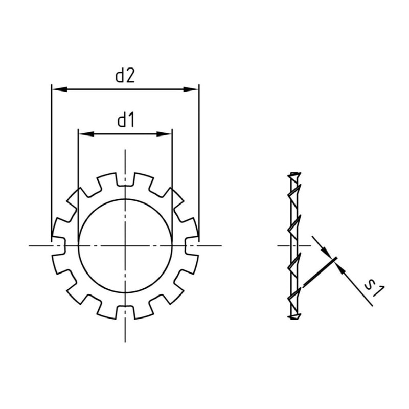 M2 bis M30 Einzelne Premium Zahnscheiben aus V2A, außen gezackte