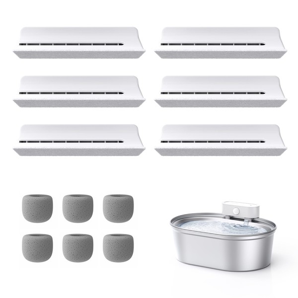 uahpet Stainless Steel Cat Water Fountain Replacement Filters 6 Pack