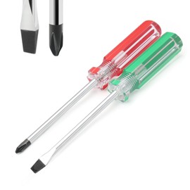 Piutouyar Magnetic Screwdriver Set 2 PCS, 4 Inch Steel Shaft Magnetic 5mm Phillips and Flat Head Tips Screwdriver for Computer Repairing, Automobile Tools and Home Appliances