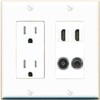 RiteAV 2 Port HDMI 1 Toslink 3.5mm Jack Wall Plate - Tamper-Resistant Outlet [White]