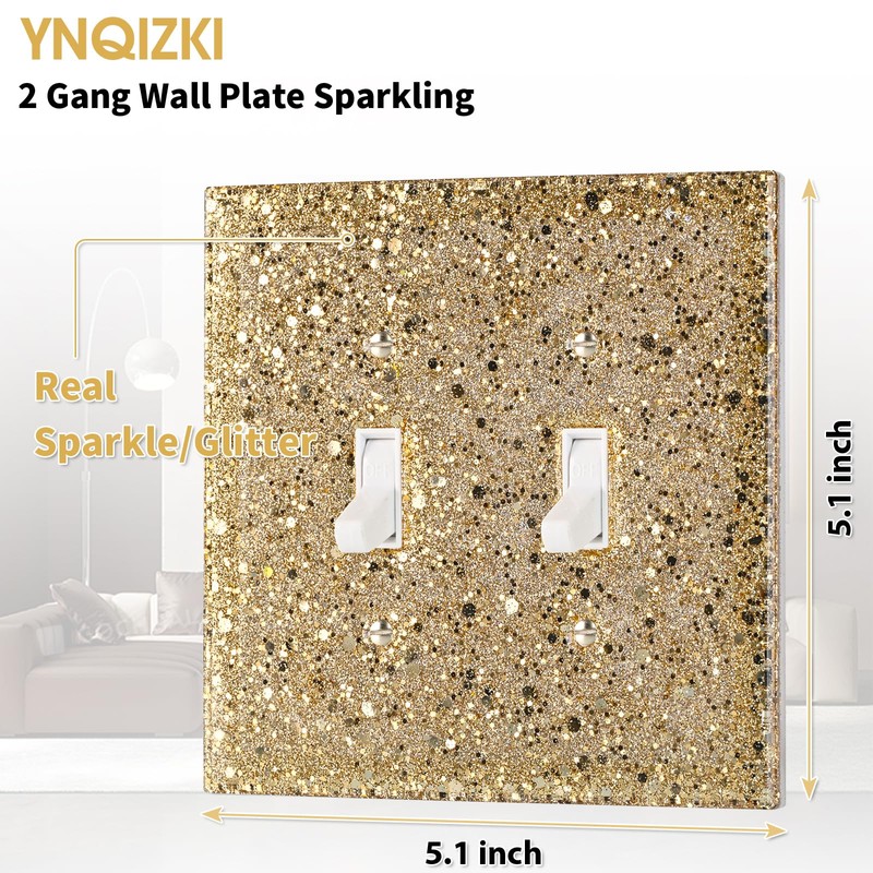 YNQIZKI Light Switch Cover Plate - Shiny Gold Mirror Finish