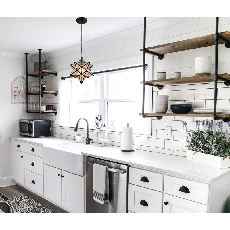 DANSEER Seeded Glass Shade Industrial Moravian Star Light Pendant Lighting