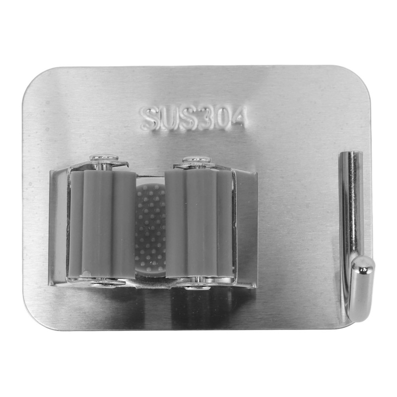 4Pcs Silver Mop Broom Holder with Hook Wall Mounted 304