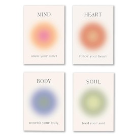 Pack of 4 Poster Set Heart Mind Soul, Aura Poster, Posters for Bedroom Aesthetic, Aesthetic Posters, Preppy Pictures