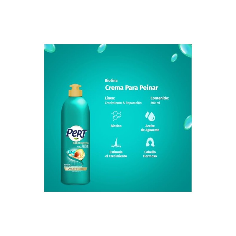 PERT, Crema para Peinar Biotina y Aguacate | Repara el