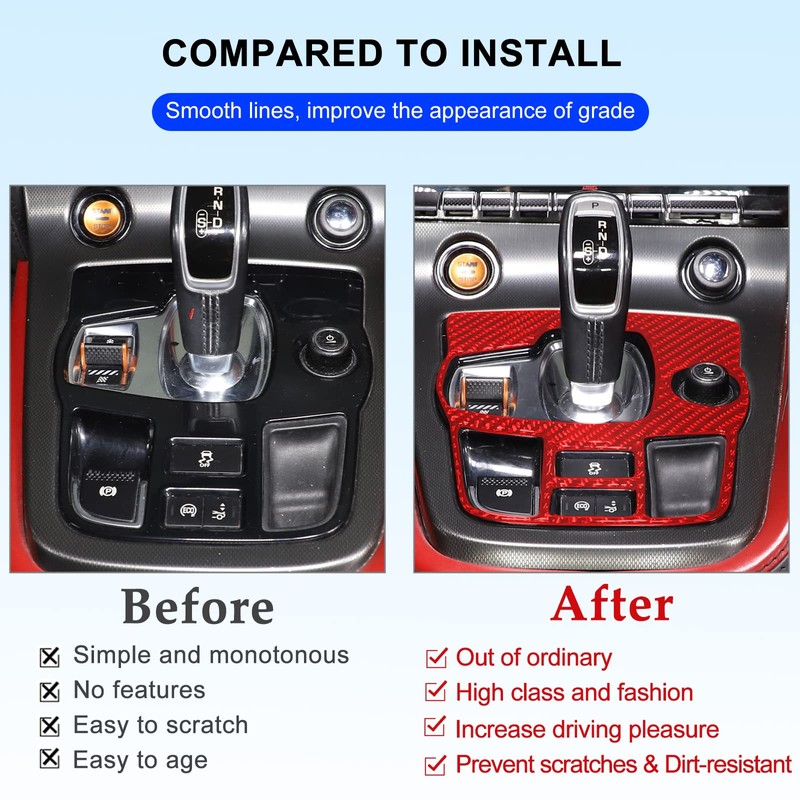 Daeiclru Real Carbon Fiber Car Interior Gear Shift Panel Trim