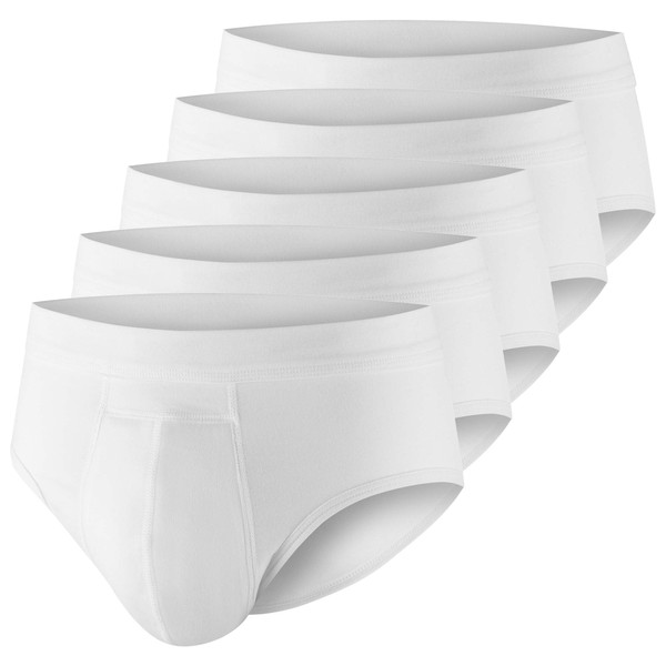 PROTECHDRY Washable Urinary Incontinence Cotton Brief Underwear for Men with Front Absorbent Area, White X-Large (39-41" Waist) - Buy 4 GET 1 Free (5 Pack)