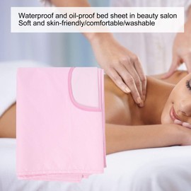 Spa Massage Bed Sheet, 2Pcs Reusable Waterproof Oil Resistant Soft Cotton Beauty Salon Table Cover Sheets With Bed Hole, 200 X 75cm / 78.7 X 29.5In(Pink)