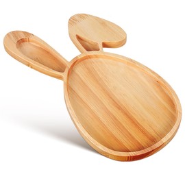 DOITOOL Wooden Easter Bunny Serving Tray, Egg Shaped Rabbit Charcuterie Board, Farmhouse Cheese Platter Appetizer Dish for Easter or Spring Rustic Kitchen Decorative