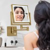 RECKODOR Square Wall Mounted Makeup Mirror with Lights and Magnification,