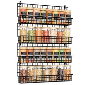 X-cosrack 4 Pack Spice Rack Wall Mount, Upgraded Connectable Seasoning Organizer for Space-Saving, Hanging Spice Storage for Cabinet/Pantry Door (Patent:USD909138S)