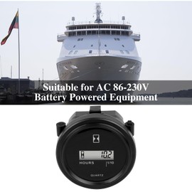 NInE-ROnG Jayron JR-HM005AC Hour Meter AC 86-230V Round LCD Hour Meter Quartz Hour Meter for Fork Truck Boat Tractor Generator Motor Mower