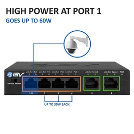 BV-Tech 4 PoE+ Gigabit Ports Switch with 2 Uplinks - Gigabit | POE-SW502G