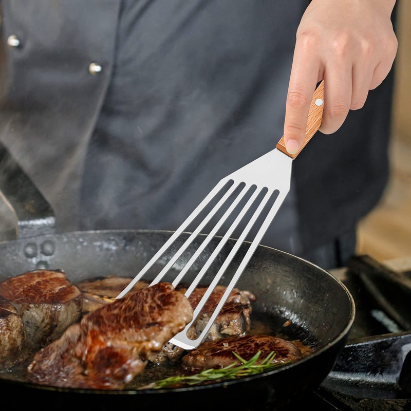 HaWare Slotted Spatula, Stainless Steel Fish Spatula with Solid Wooden