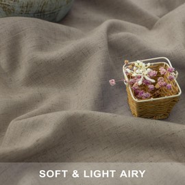 Pitalk Taupe Linen Curtains 63 Inch Length 2 Panels Soft Thick Linen Textured Window Drapes for Bedroom Living Room Semi Sheer Light Filtering Burlap Look Decor 52x63 Long Back Tab Rod Pocket Pleated