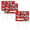 3 Pack Car Wash Yard Signs with Stakes, Double-Sided Outdoor
