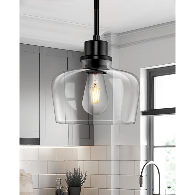 Emak Modern Black Pendant Lights, 8 Inch Kitchen Pendant Lighting