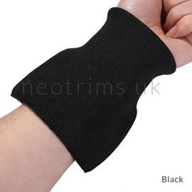 Rib Knit Cuff Pair for Replacement Repair Cuffing Old Jackets Bombers. No Side Seams, Seamless Tubular Ribbing Fabric. Also for para Jackets and Denison Smock, Neotrims (Black, 2 Pieces)