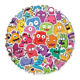 Pack 50 Pcs Cute Monster Stickers for Water Bottles Waterproof Laptop Luggage Computer Scrapbooking Bike Teens Adults Girls Boys Funny Aesthetic Sticker Packs Small Vinyl Decals