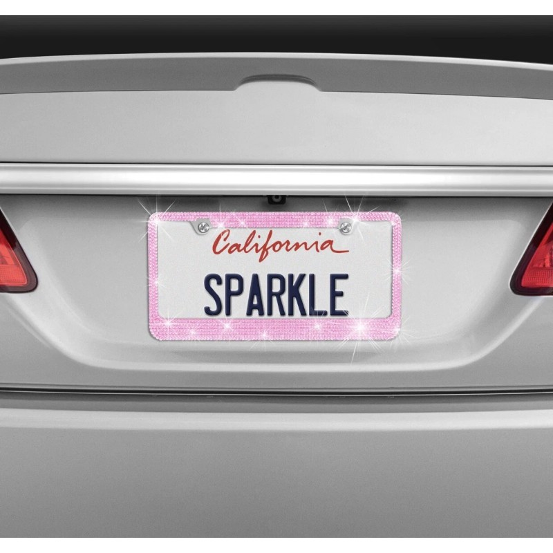 BLVD Heavy Duty Metal Pink Crystal Rhinestone Bling License Plate