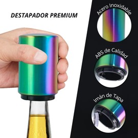 Novotend - Destapador de Cerveza Magnetico, Abridor de Botellas Automatico de Acero Inoxidable, Abrebotellas de Cerveza Facil de Usar, Abre Sodas Regalo para Hombre (Láser)