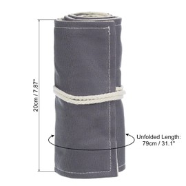 PATIKIL Handmade 72 Slots Roll Up Pencil Case, Canvas Pencil Wrap Pouch Pen Holder Organizer for Artist Drawing Coloring Sketching, Gray
