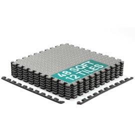 Yes4All EVA Interlocking Mats, Puzzle Floor Tiles, Foam Floor Padding with Border for Furniture, Home Space, Living Room, Garage 24,48,120 SQFT