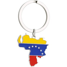 Hejhncii - Llavero con bandera de mapa de Venezuela de acero inoxidable, diseño de mapa de Venezuela