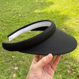 Kejea 2 Pack Women Clip-on Visor Hats Unisex Sports Wide Brim Sun Visors Hat Adjustable Golf Beach Travel Tennis Caps Black