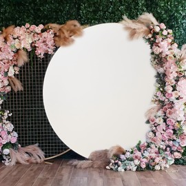 7.5FT Ivory Round Backdrop Cover Wrinkle Resistant Circle Background Round Photography Backdrop for Wedding, Birthday, Baby Shower Decorations