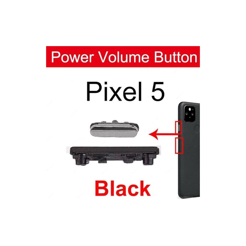 JOYSOG Pixel 5 パワーボリュームボタン Pixel 5サイドパワーオンオフボリュームアップダウンボタンキー交換修理パーツ(ブラック)