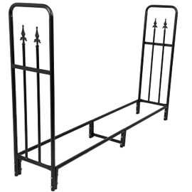 Sunnydaze Indoor/Outdoor 6-Foot Decorative Firewood Log Rack - Powder-Coated Steel Wood and Kindling Holder - Black