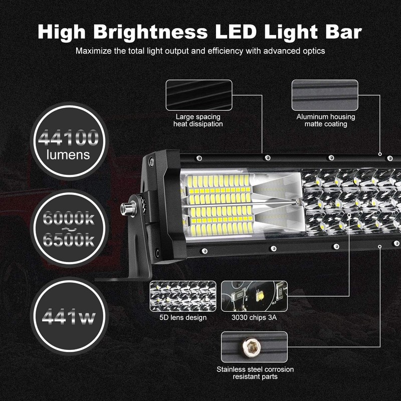 TERRAIN VISION Triple Row 52Inch 300W LED Light Bar 4x4Inch