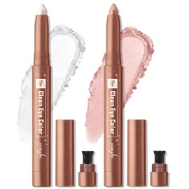 Wugbc 2 Colors Eyeshadow Stick Shimmer Glitter Eye Shadow Pencil Waterproof Eye Brightener Crayon Highlighter Eye Liner Pen Multi-Dimensional Buildable & Blendable High Pigmented Eyes Look Makeup, 1+3