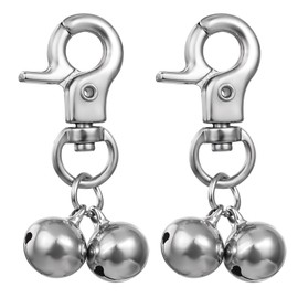 Loud Cat Dog Bells 2 Pieces Pet Bells Loud Pets Bells for Dog Collar Large Dogs Pet Bell Pendant Silver Tracker Bells for Dogs Cat Training Necklace, No Gemstone