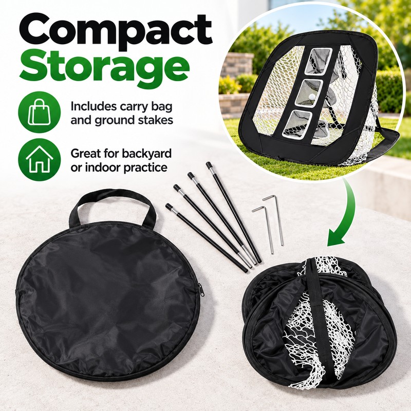 Foldable Golf Chipping Net - 3 Target Openings, Portable Pop-Up