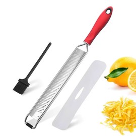 Lemon Zester & Cheese Grater, Microplane grater, Cheese Grater Handheld, Small cheese grater, Stainless steel Grater Cheese Grated, for Chocolate, Ginger and Garlic Vegetables, Kitchen tools (Red)