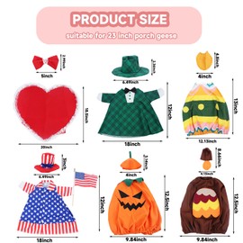 12 Set Holiday Porch Goose Outfits All Seasons Holiday Bundle St. Patrick Easter Summer Hawaiian 4th of July Fall Lawn Goose Clothing Porch Clothes for Patio Yard Lawn Decor