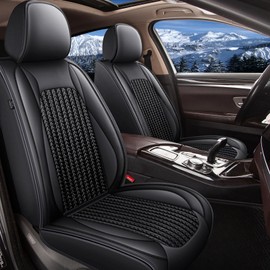 TTX LIGHTING Car Seat Covers Fit for Kia Sorento 2007-2024 2025 Only Front 2 Row 5 Seat Ice Silk Leather Breathable Waterproof All Weather Automotive Cushion Protector Compatible with Airbag (Black)